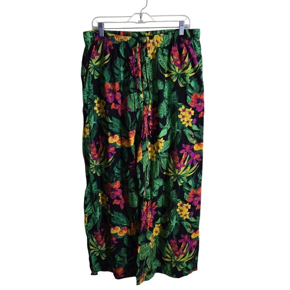 Panama Jack Tropical Wide Leg Pull On Drawstring Pants Pockets Size XL - Picture 2 of 7